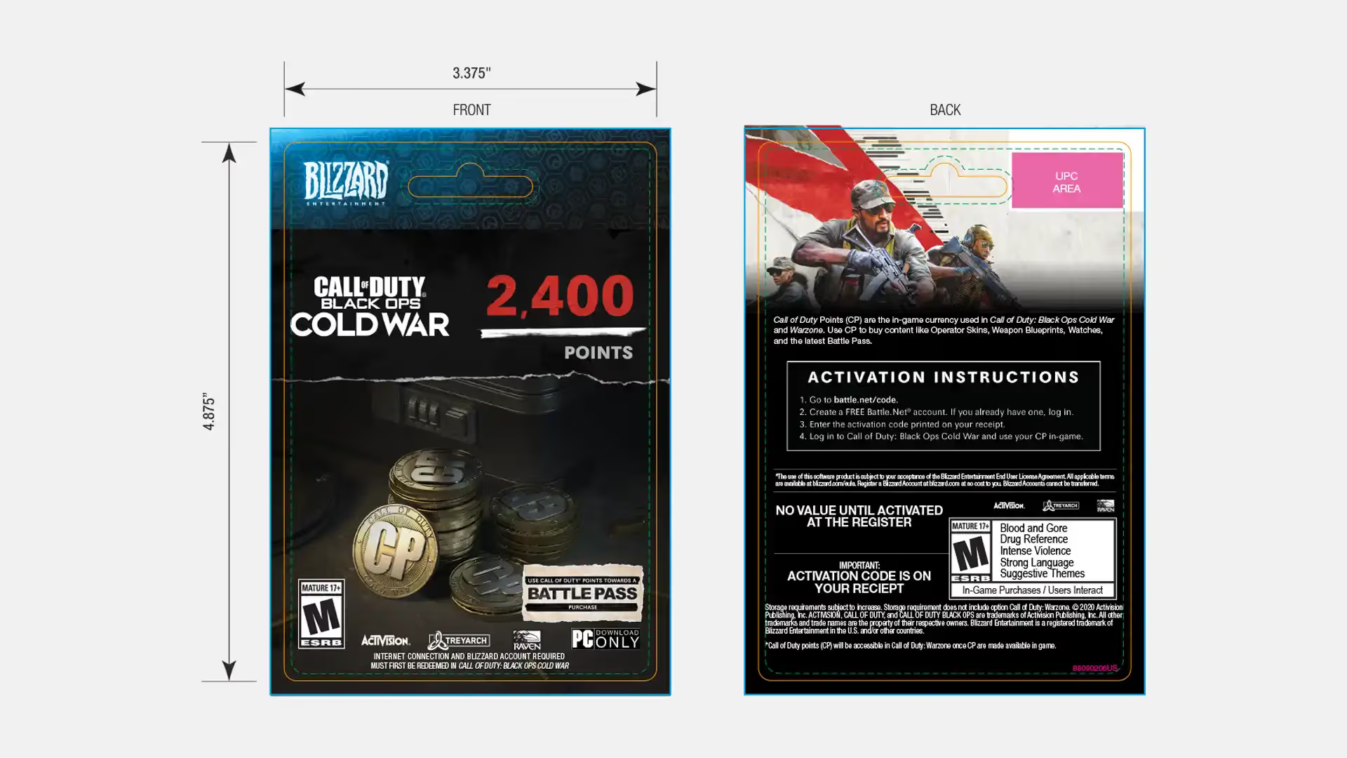 Call of Duty Points Blizzard Card